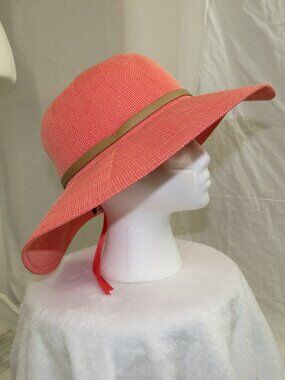Kooringal Wide Brim Sun Hat – Pink Woven Paper Straw, Adjustable Fit, Coastal